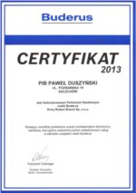 wiadectwo autoryzacji firmy Buderus 2013
