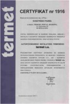 wiadectwo autoryzacji firmy Termet